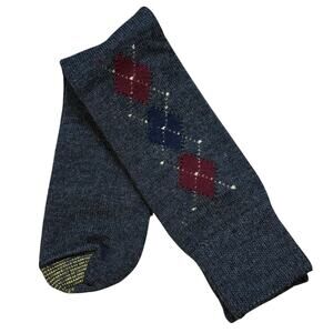 Vintage Gold Toe Cotton Blend Argyle Socks Dark Gray, Navy & Red Mens 7.5-13 USA